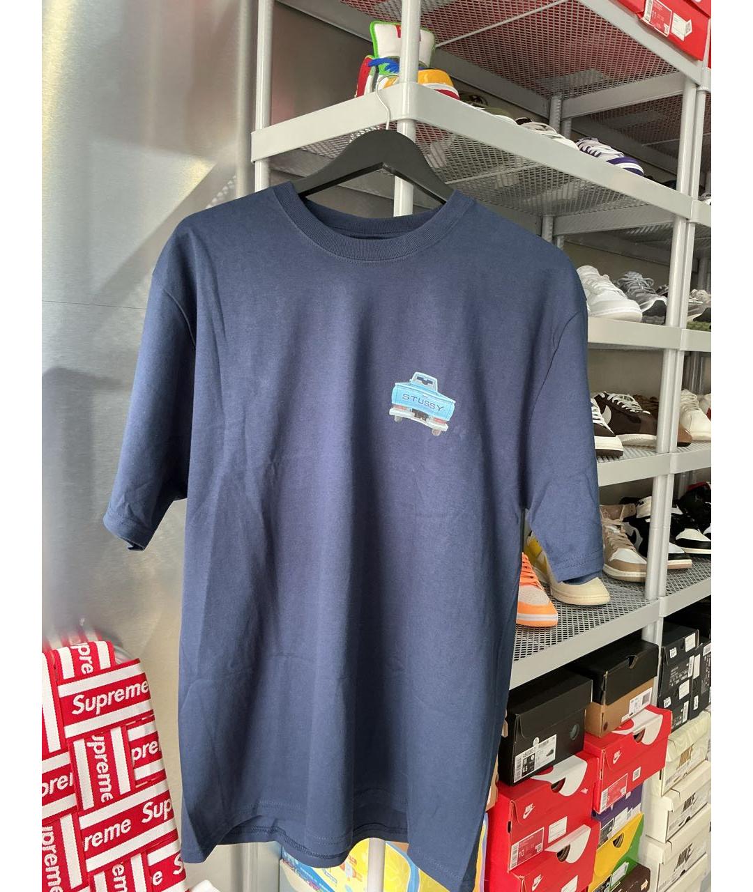 STUSSY Темно-синяя хлопковая футболка, фото 3