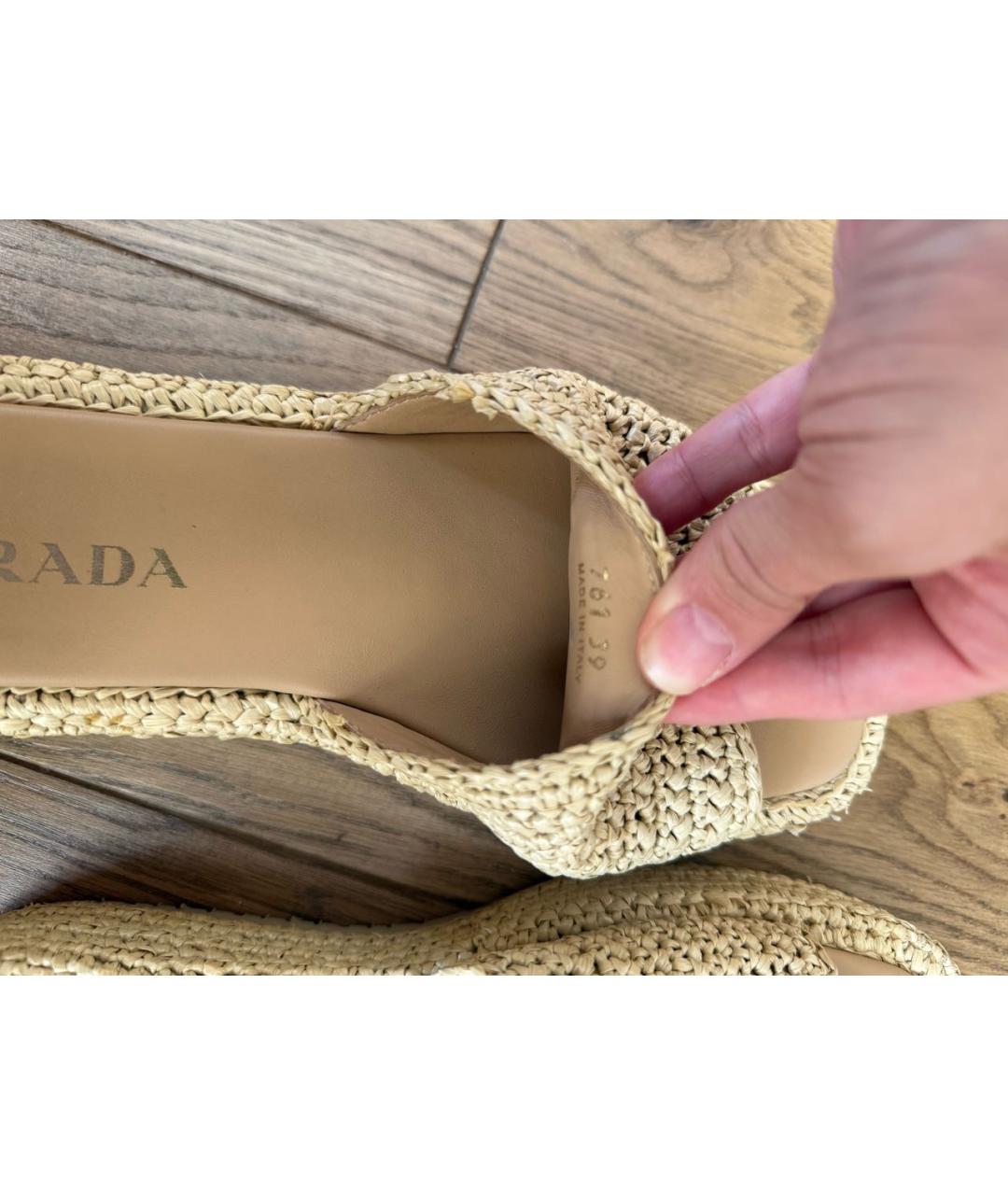 PRADA Бежевые шлепанцы, фото 5