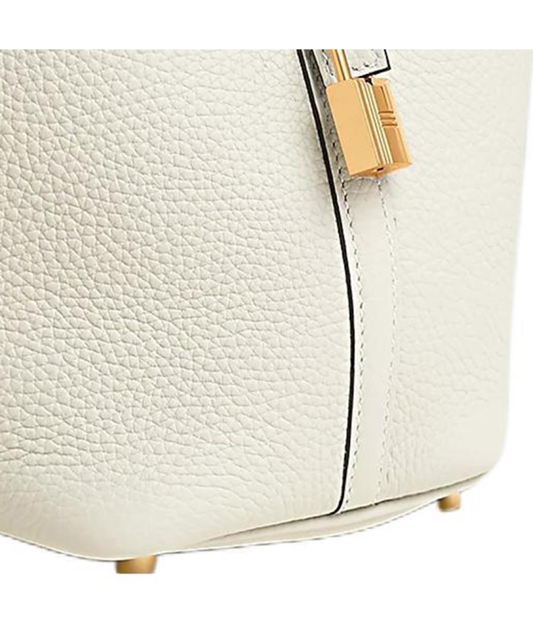 HERMES Белая кожаная сумка с короткими ручками, фото 5
