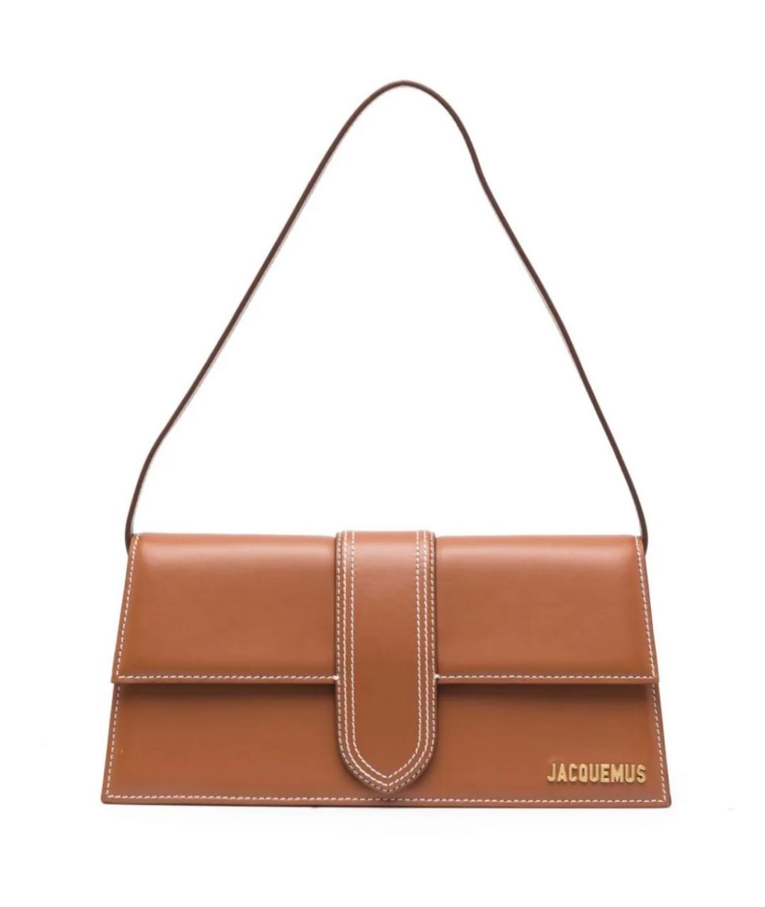 JACQUEMUS Коричневая кожаная сумка с короткими ручками, фото 1