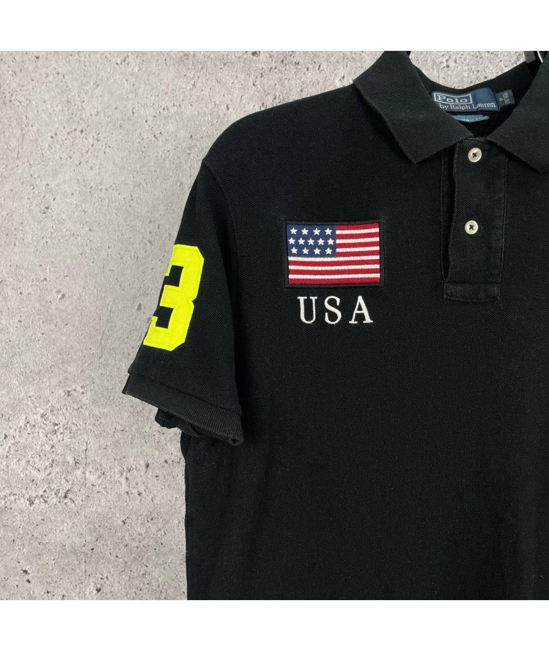 POLO RALPH LAUREN Черное хлопковое поло с коротким рукавом, фото 6
