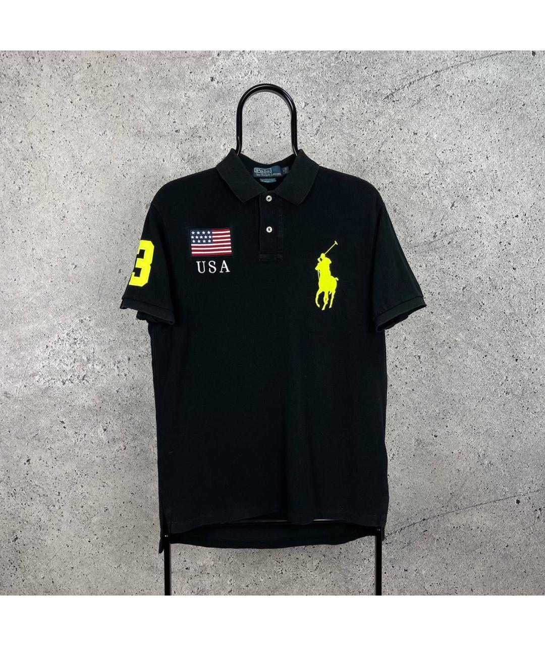 POLO RALPH LAUREN Черное хлопковое поло с коротким рукавом, фото 7