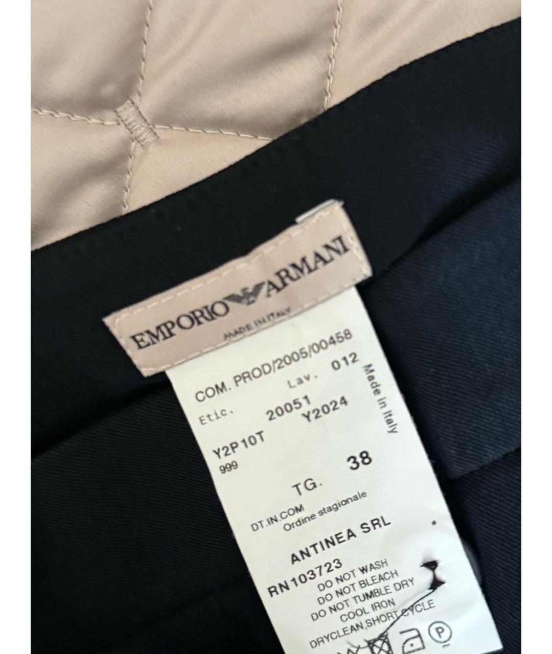 EMPORIO ARMANI Черные льняные брюки широкие, фото 5