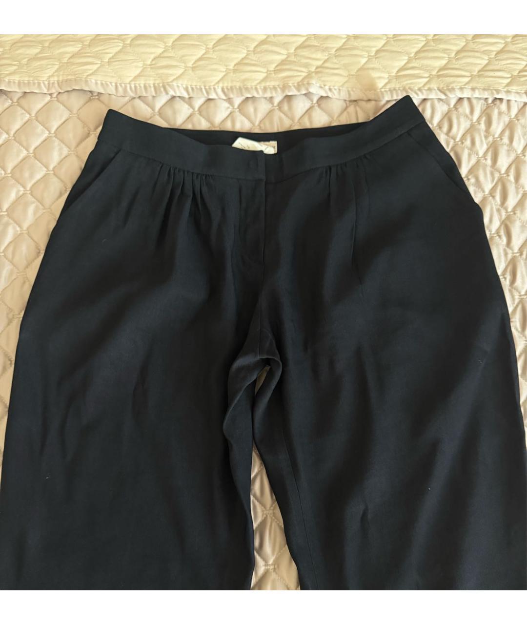 EMPORIO ARMANI Черные льняные брюки широкие, фото 3