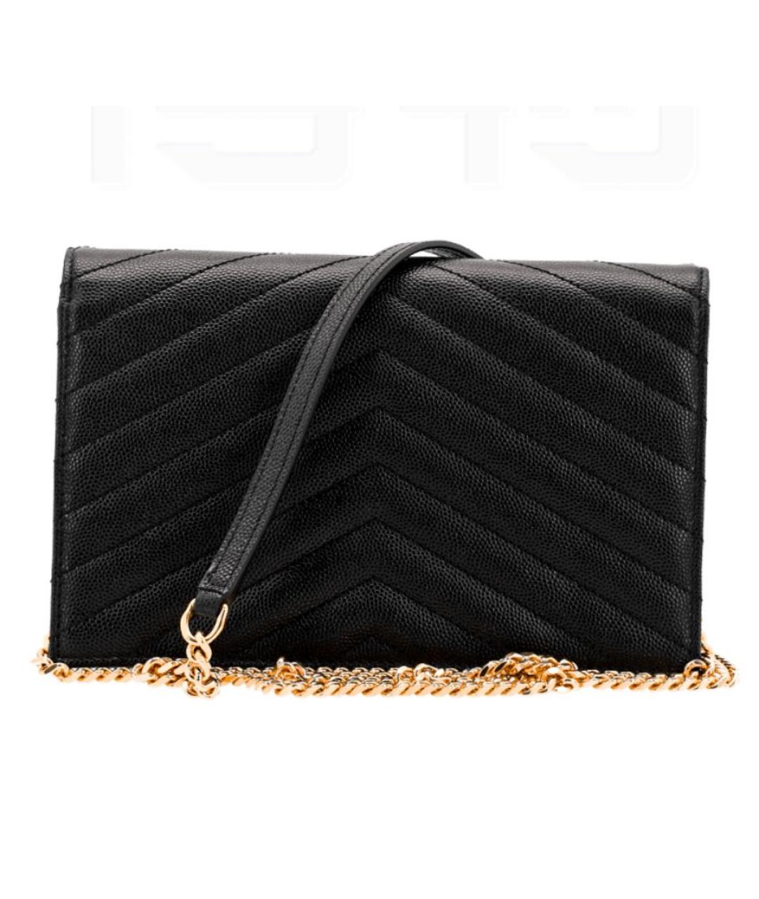 SAINT LAURENT Черный кожаный кошелек, фото 6