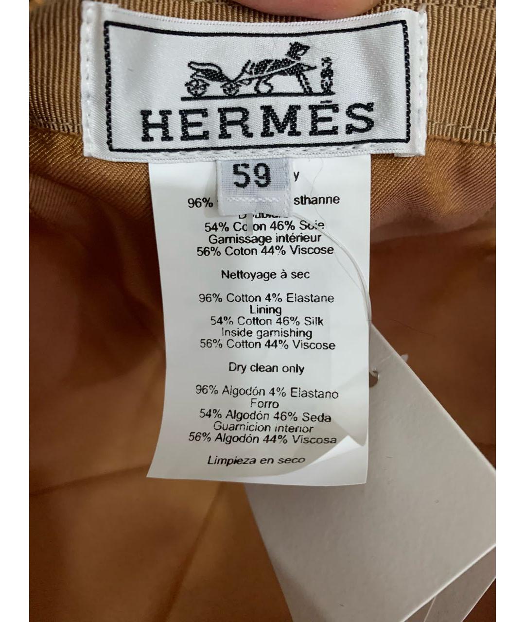 HERMES Бежевая хлопковая кепка, фото 6