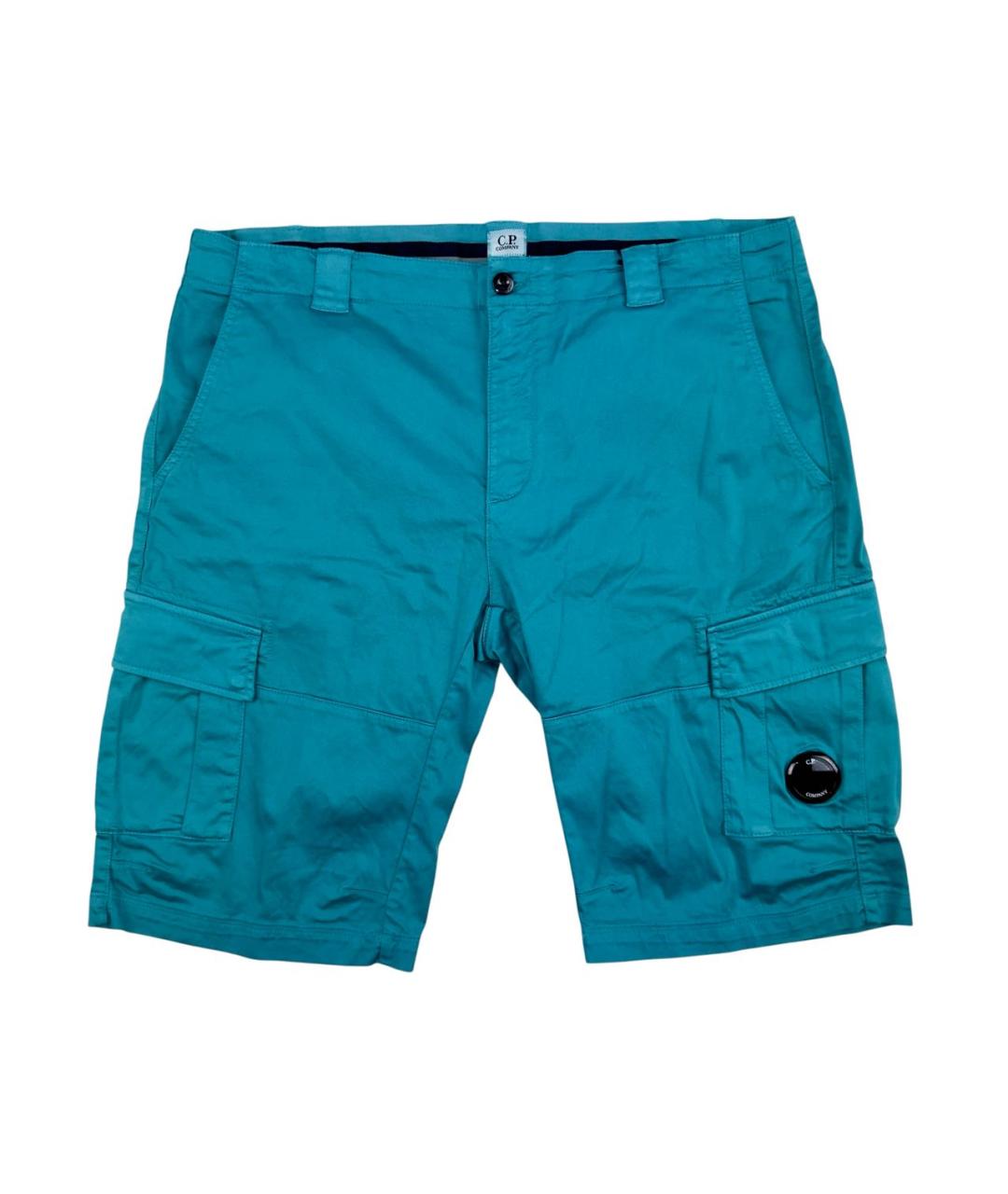 CP COMPANY Бирюзовые хлопко-эластановые шорты, фото 1