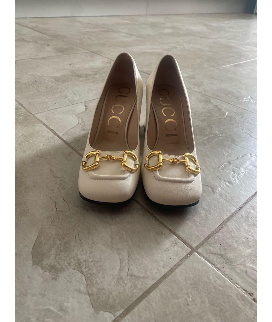 GUCCI Белые кожаные туфли, фото 2