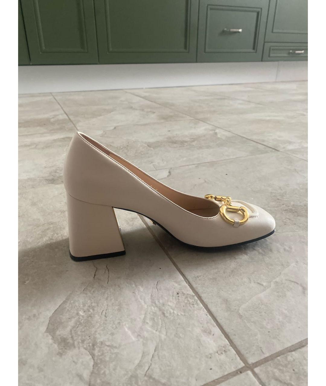 GUCCI Белые кожаные туфли, фото 5