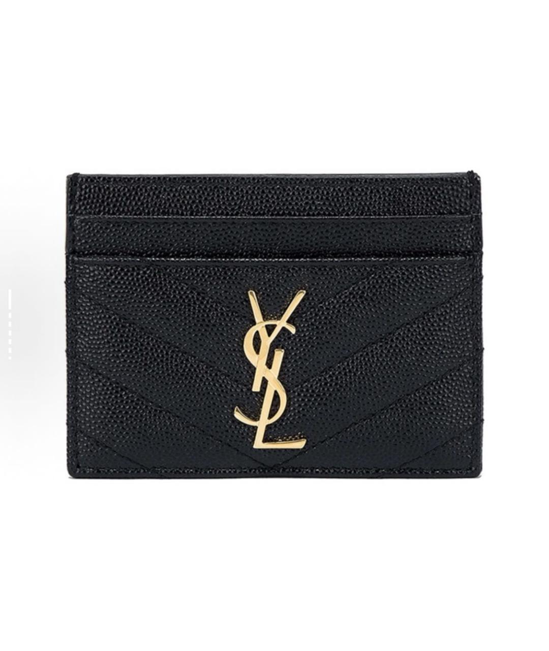 SAINT LAURENT Черный кожаный кардхолдер, фото 1