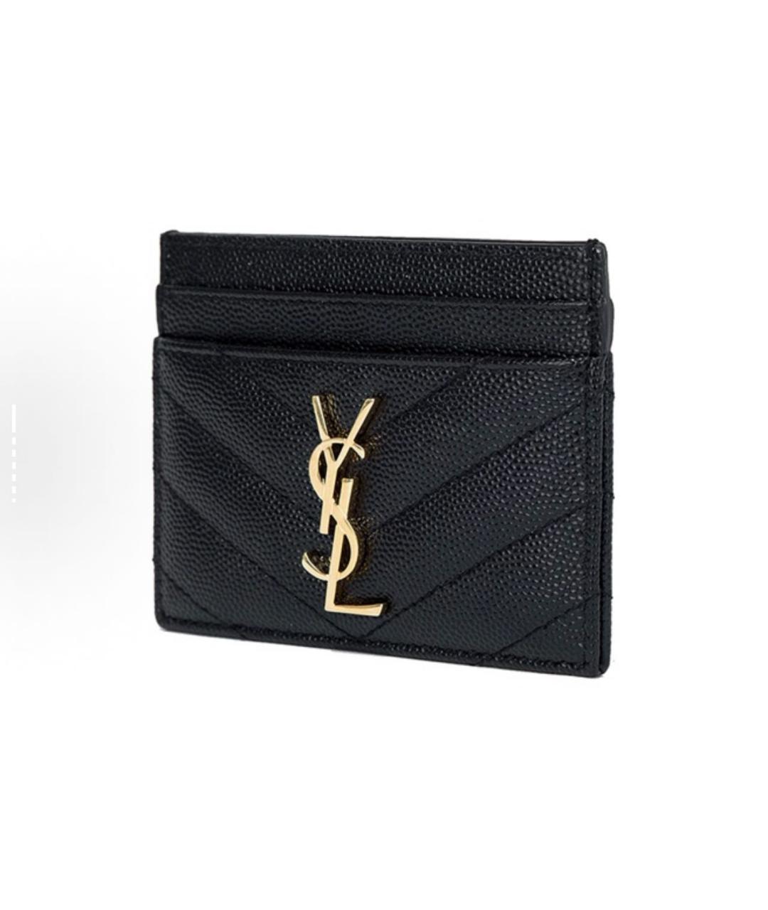 SAINT LAURENT Черный кожаный кардхолдер, фото 5