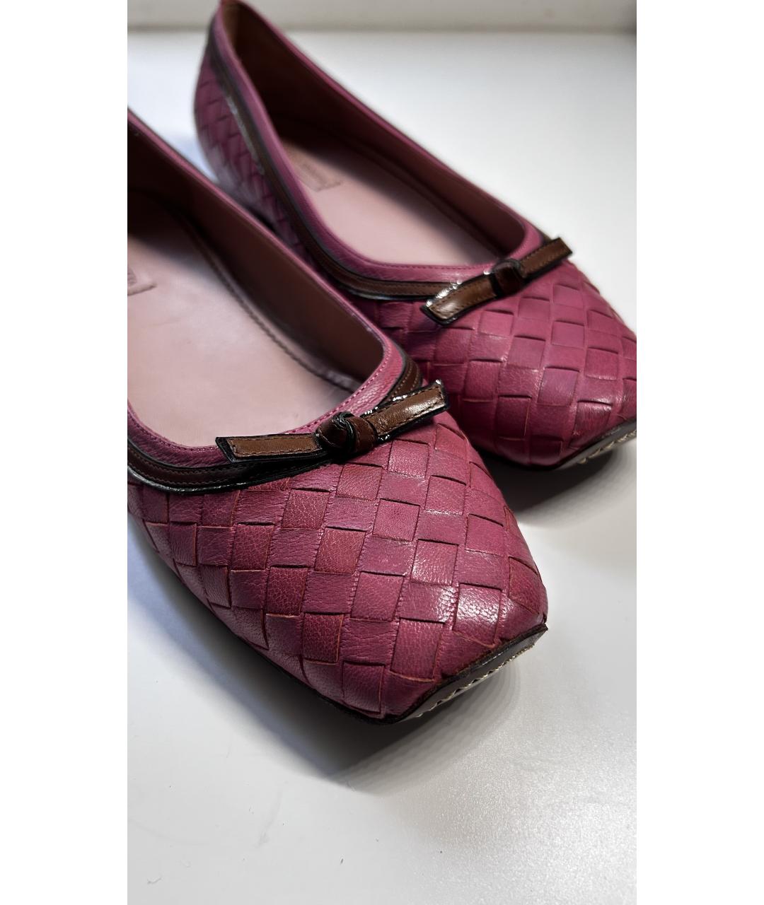 BOTTEGA VENETA Розовые кожаные балетки, фото 2