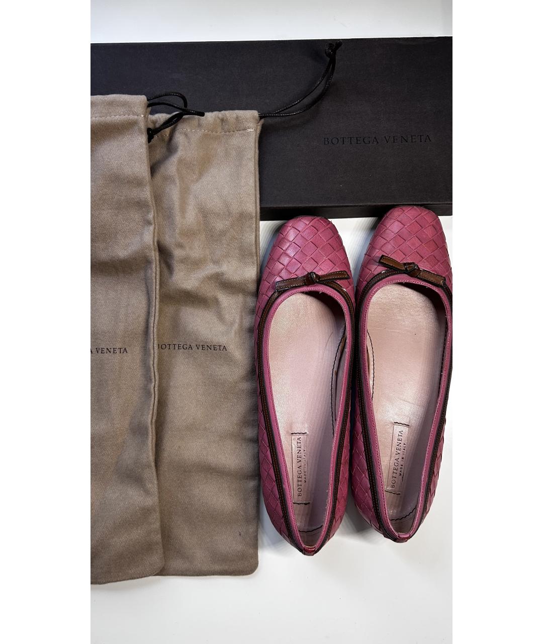 BOTTEGA VENETA Розовые кожаные балетки, фото 7