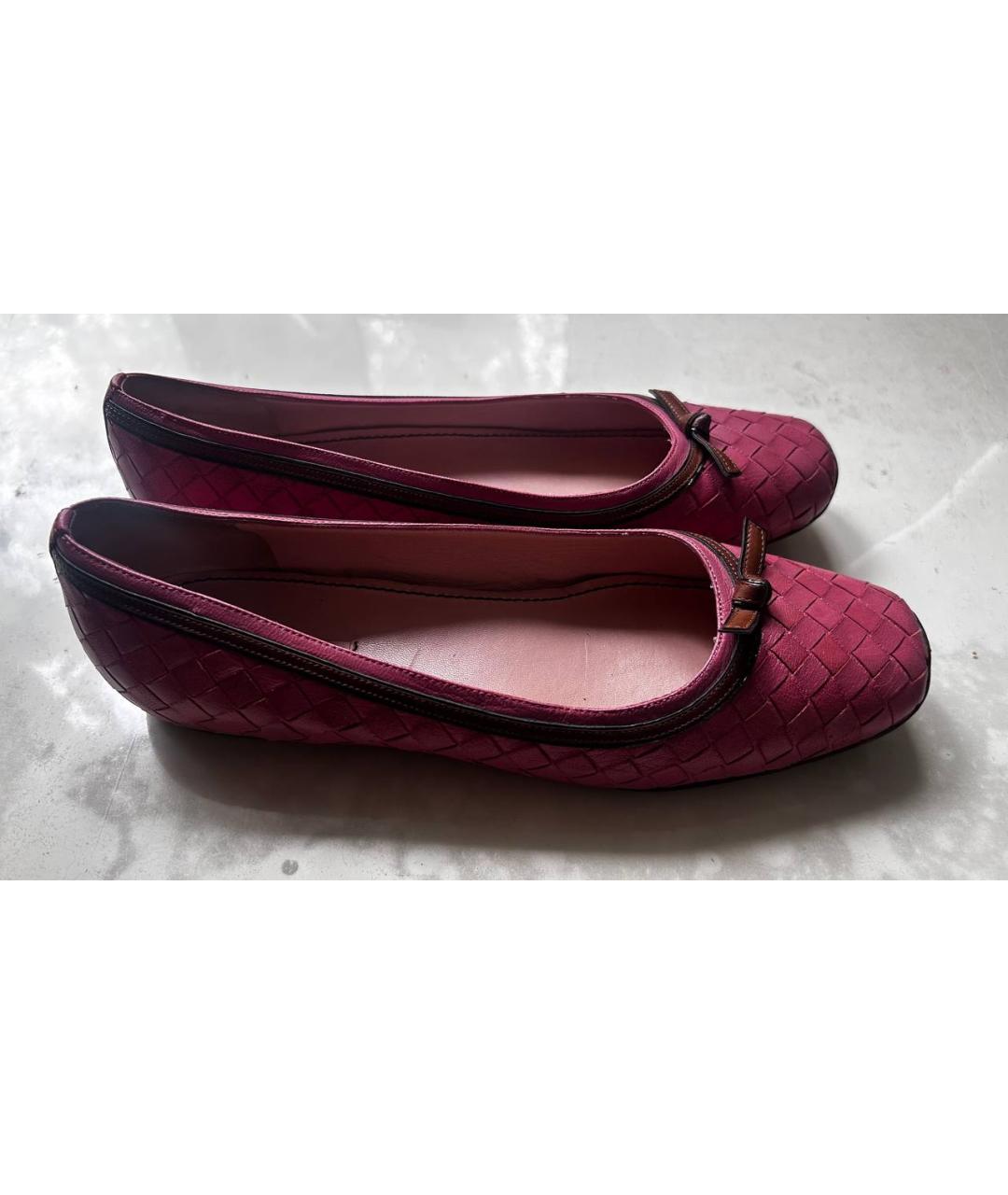 BOTTEGA VENETA Розовые кожаные балетки, фото 10