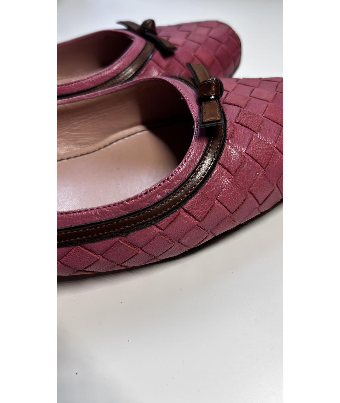 BOTTEGA VENETA Розовые кожаные балетки, фото 6