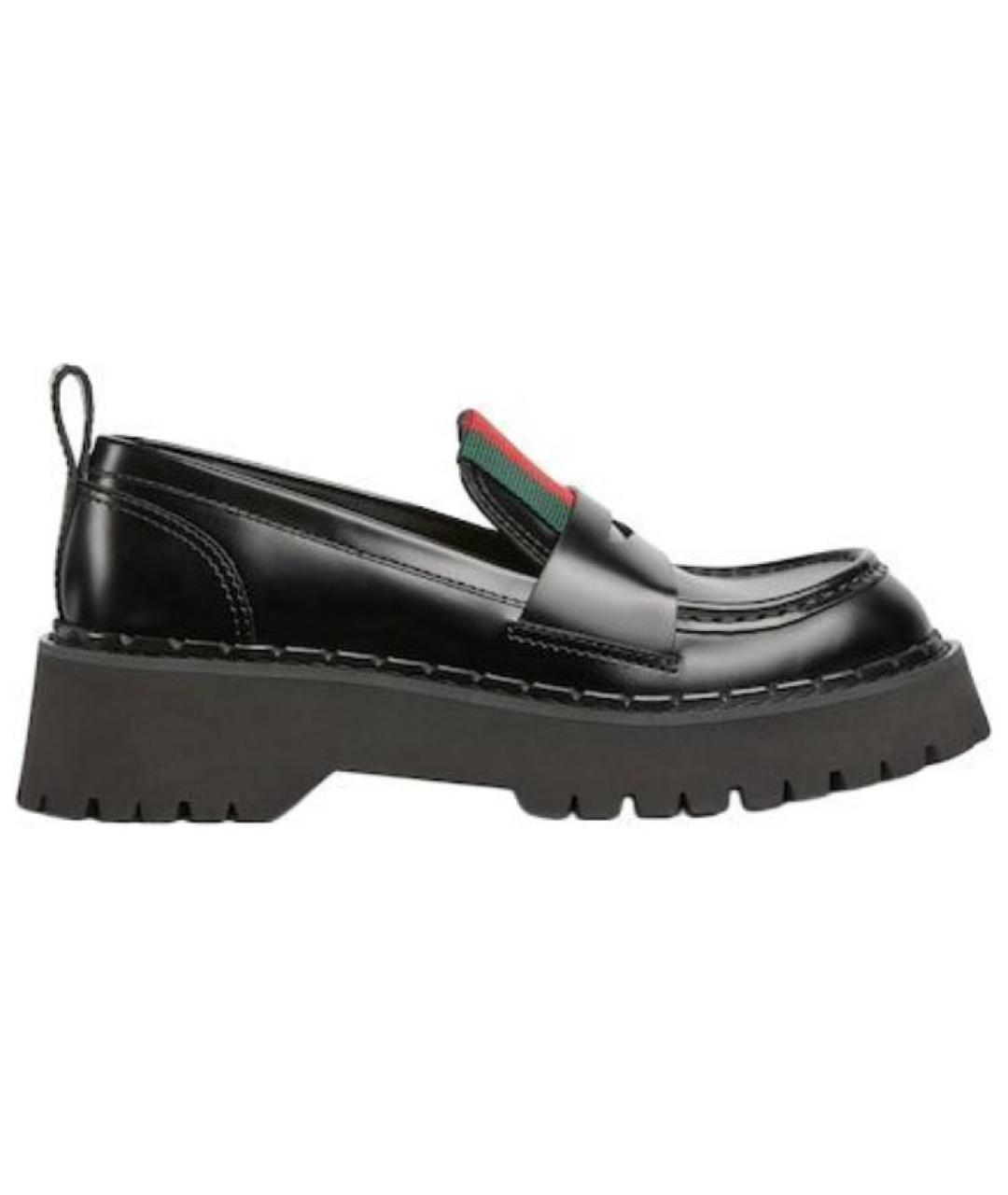 GUCCI Черные кожаные лоферы, фото 1