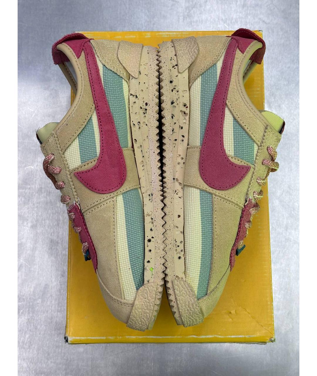 NIKE Бежевые нубуковые низкие кроссовки / кеды, фото 3