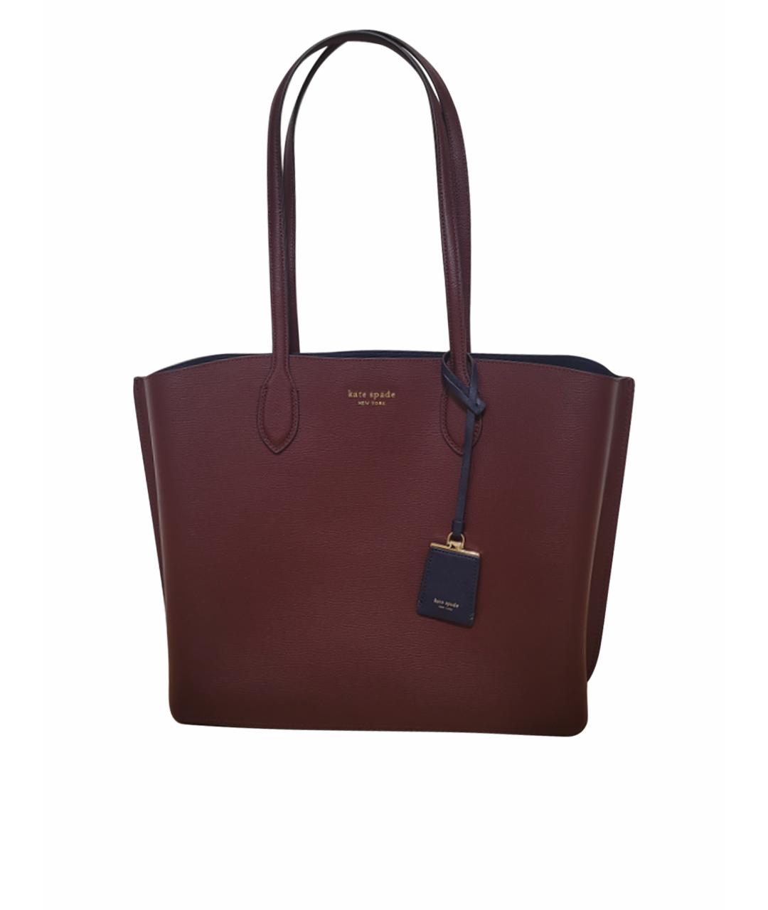 KATE SPADE Бордовая кожаная сумка тоут, фото 1