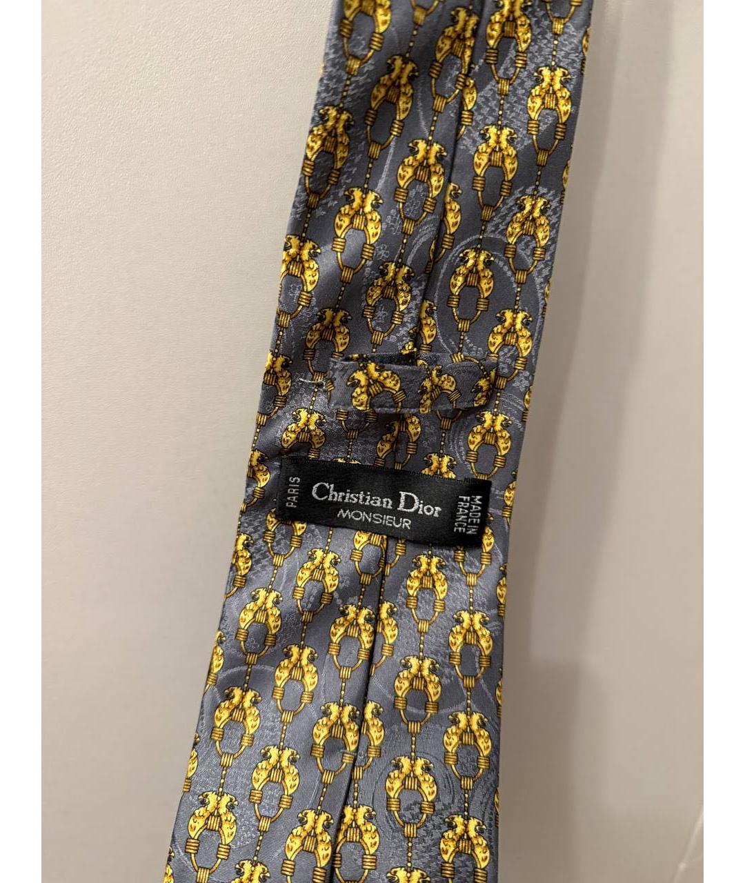 CHRISTIAN DIOR Серый шелковый галстук, фото 3