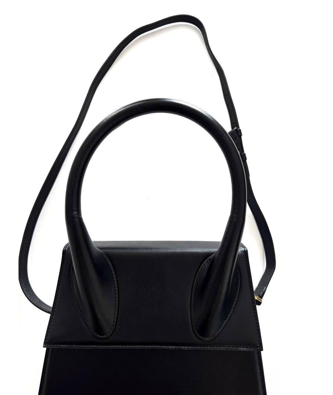 JACQUEMUS Черная кожаная сумка через плечо, фото 5