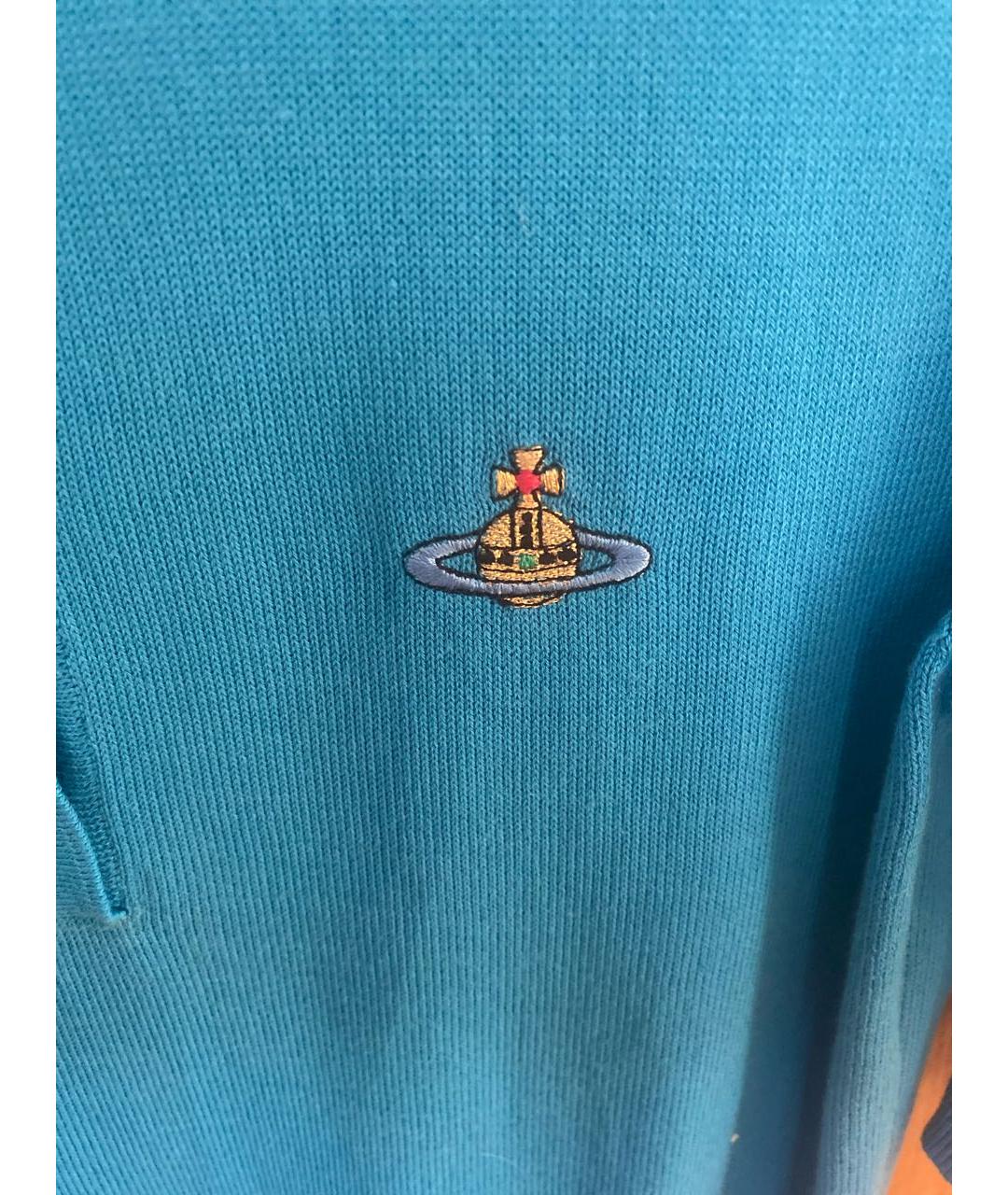 VIVIENNE WESTWOOD Бирюзовая хлопковая футболка, фото 4