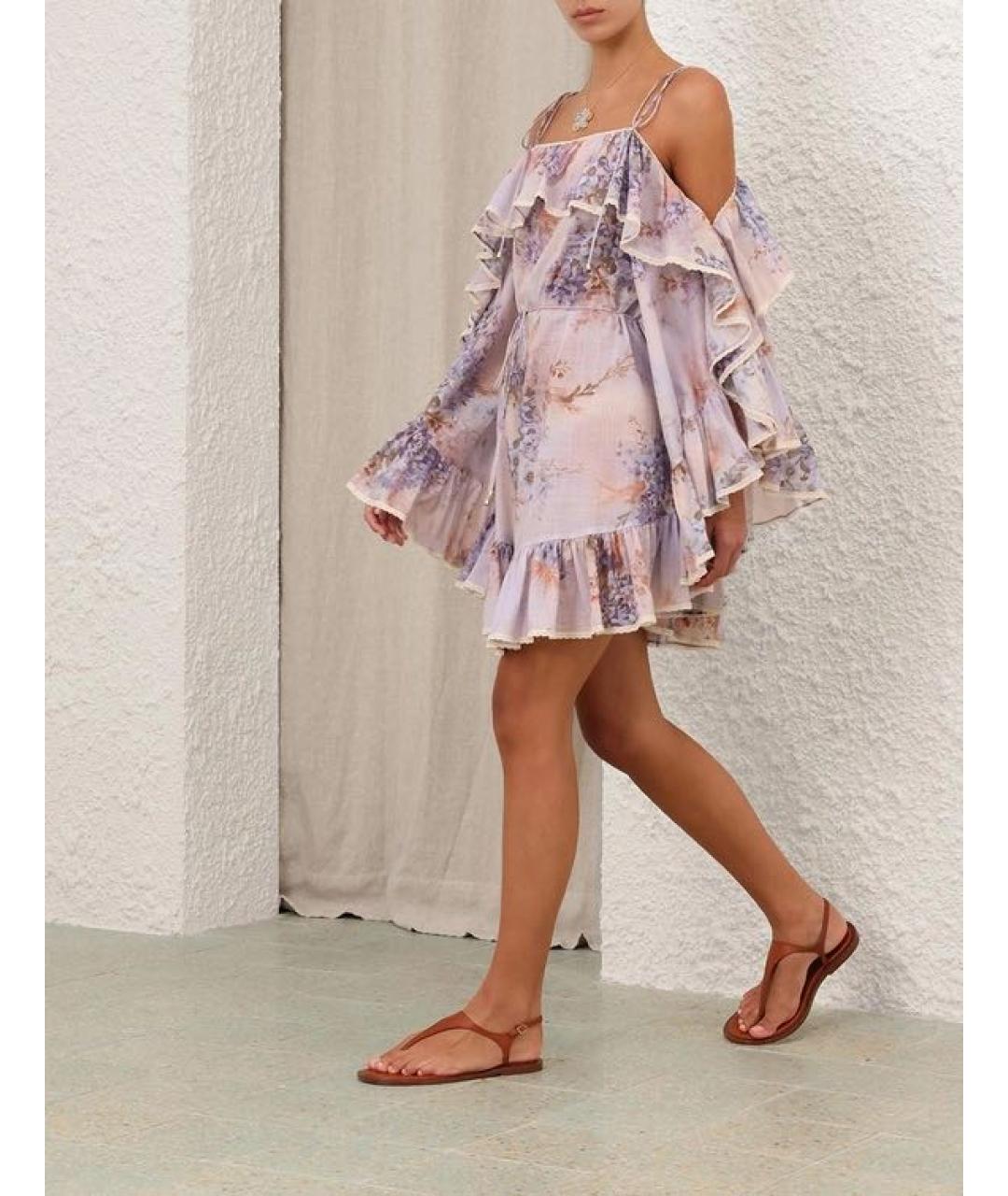 ZIMMERMANN Фиолетовое хлопковое платье, фото 3