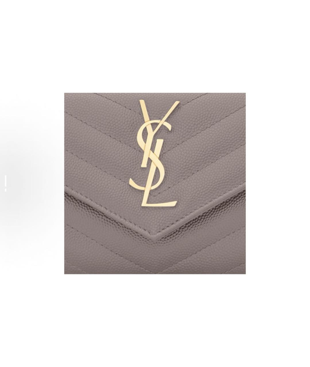 SAINT LAURENT Серый кожаный кардхолдер, фото 5