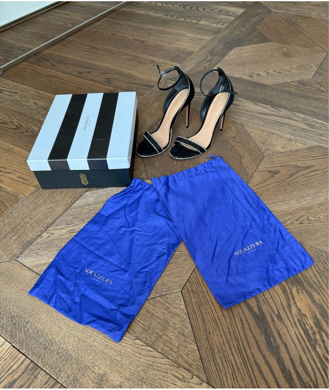 AQUAZZURA Черные замшевые босоножки, фото 5