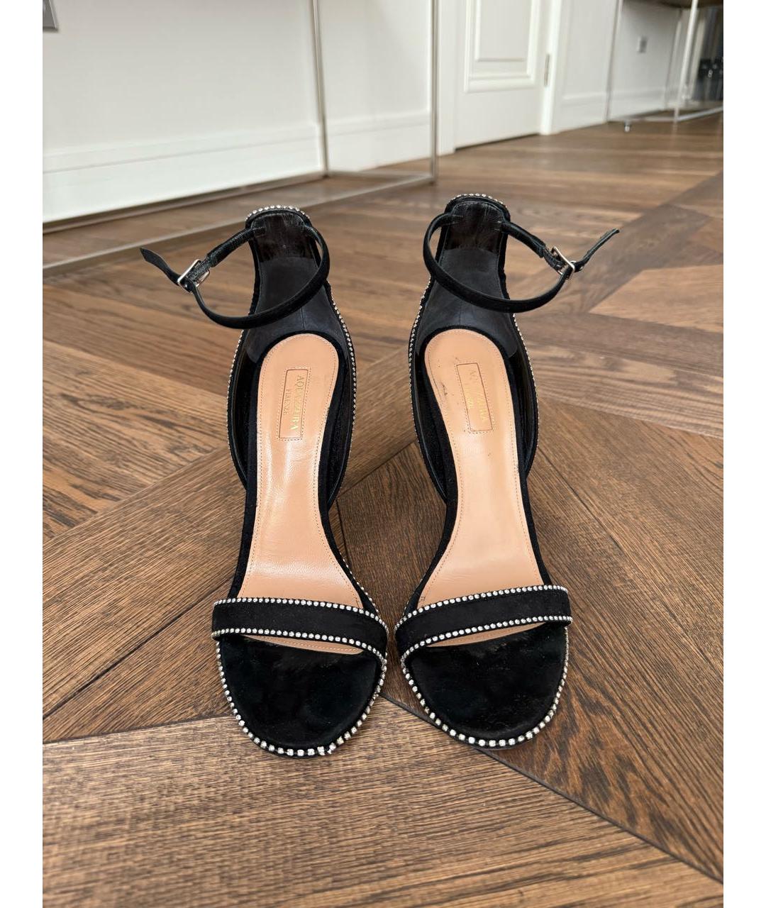 AQUAZZURA Черные замшевые босоножки, фото 2