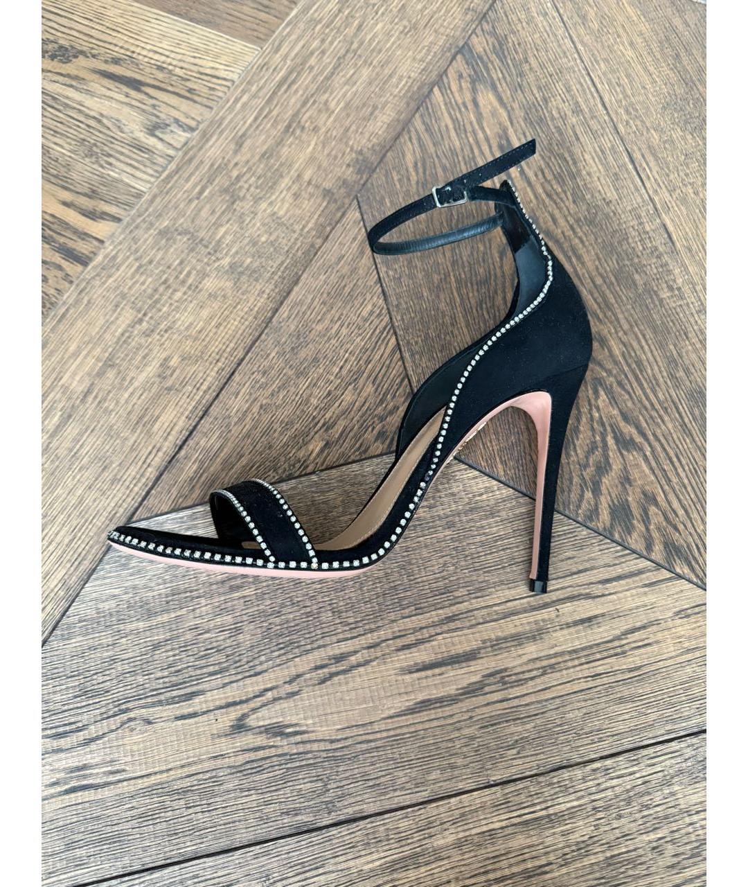AQUAZZURA Черные замшевые босоножки, фото 9
