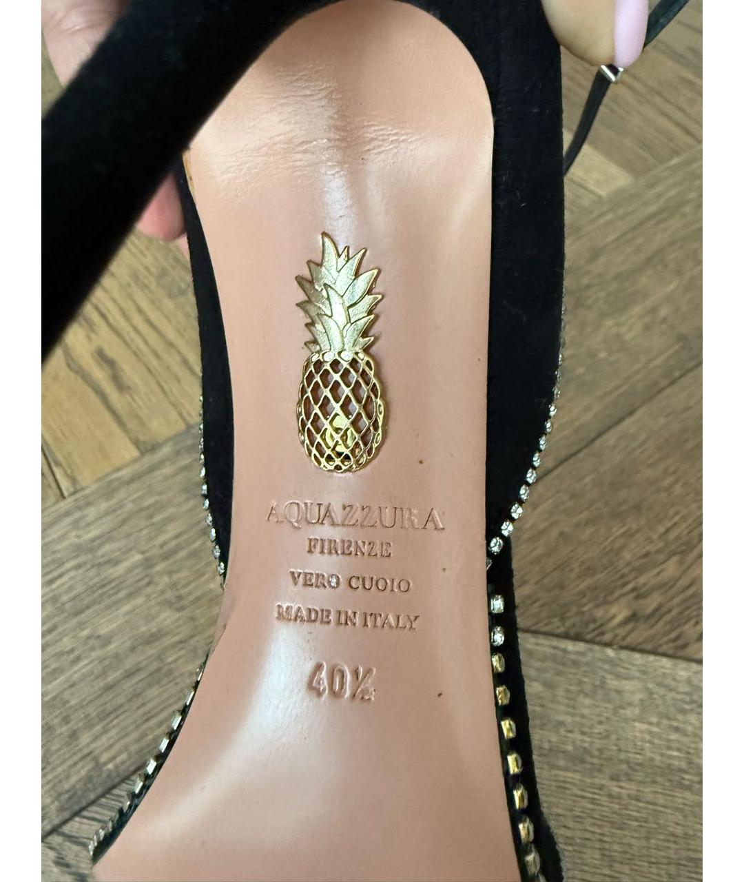 AQUAZZURA Черные замшевые босоножки, фото 6
