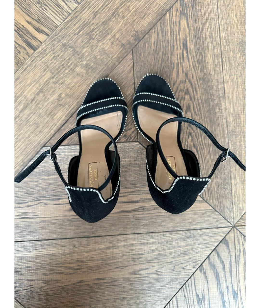 AQUAZZURA Черные замшевые босоножки, фото 3