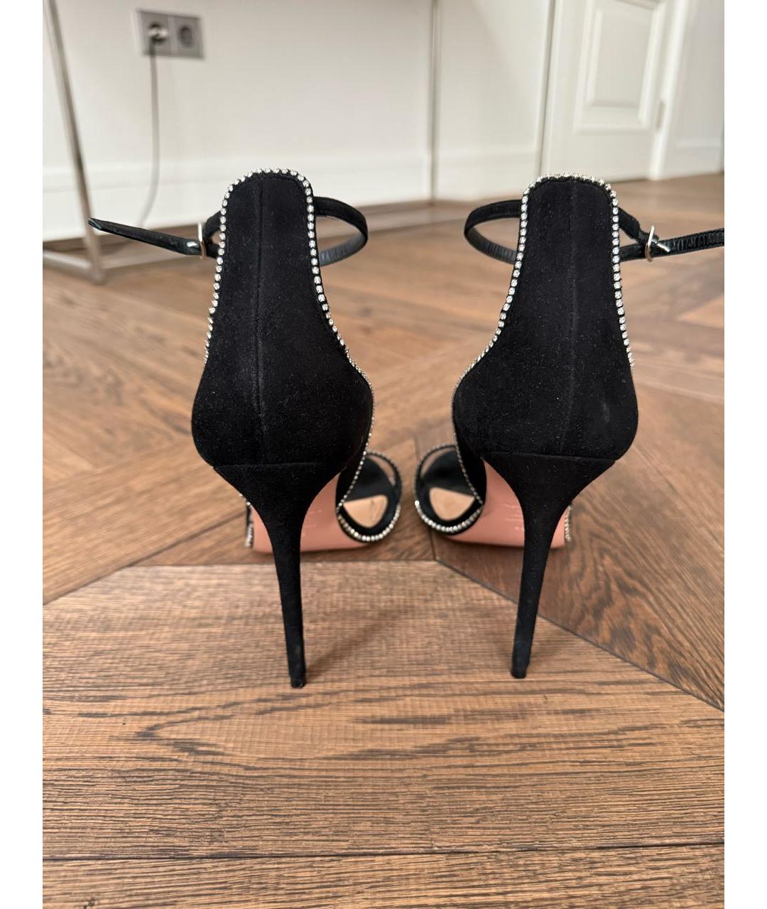 AQUAZZURA Черные замшевые босоножки, фото 4