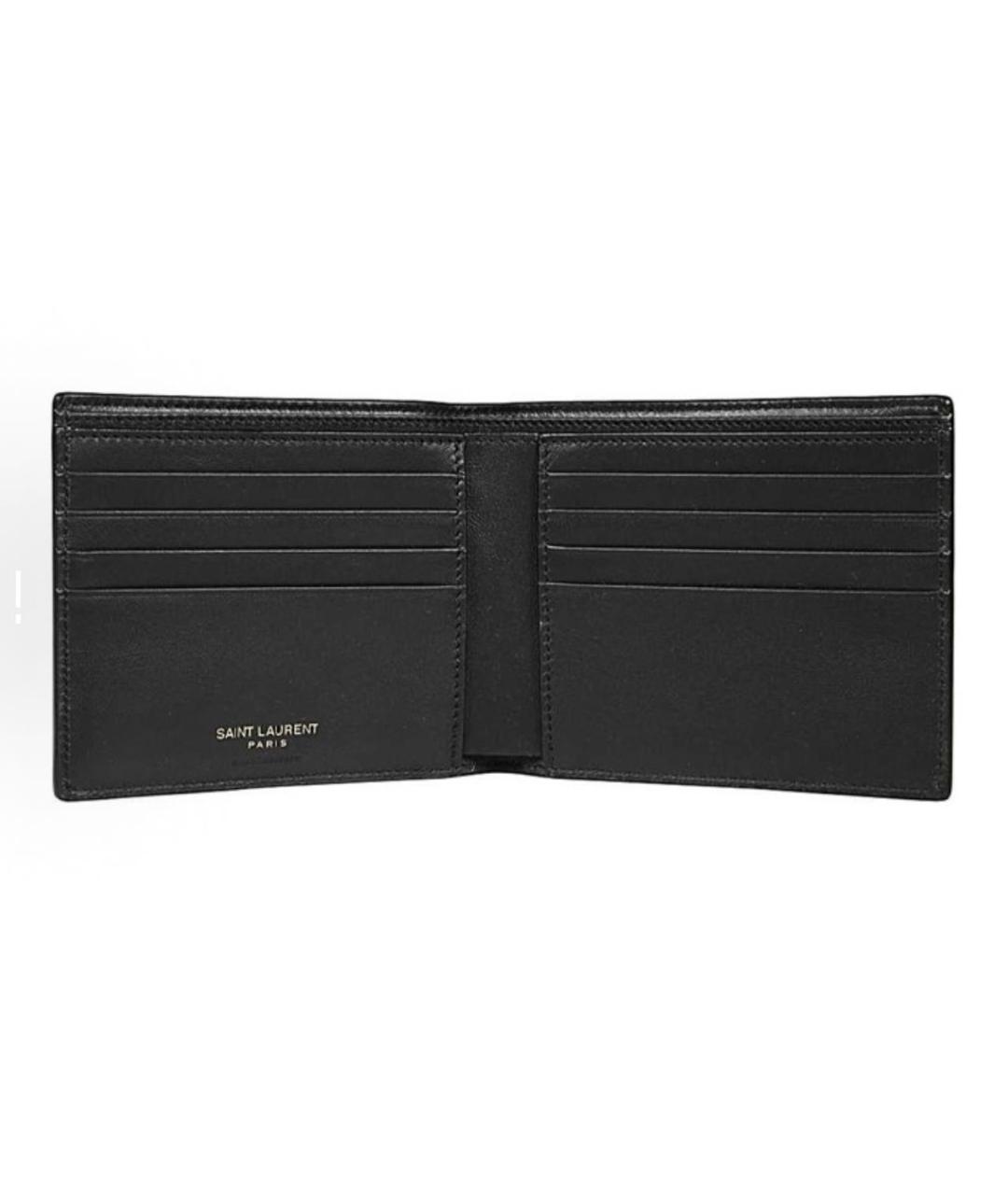 SAINT LAURENT Черный кожаный кошелек, фото 3