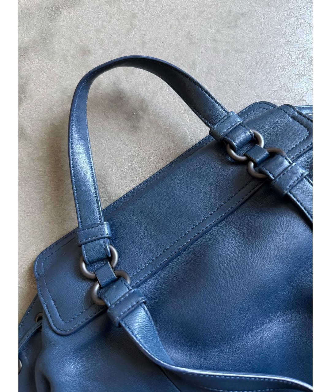 BOTTEGA VENETA Синий кожаный рюкзак, фото 9