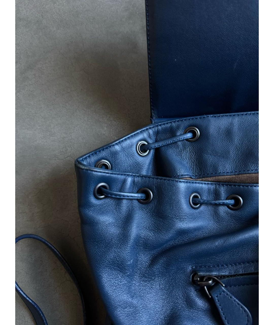 BOTTEGA VENETA Синий кожаный рюкзак, фото 8