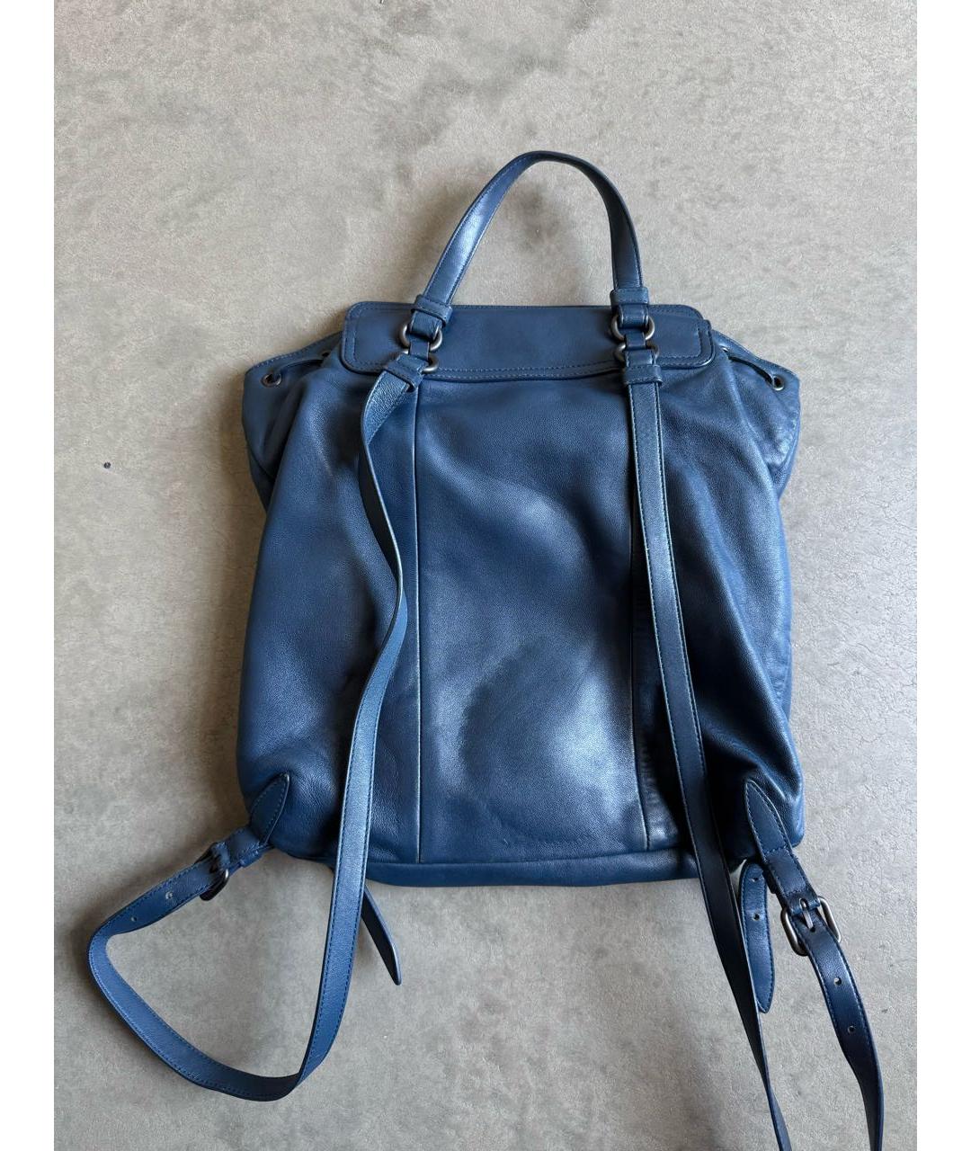 BOTTEGA VENETA Синий кожаный рюкзак, фото 3