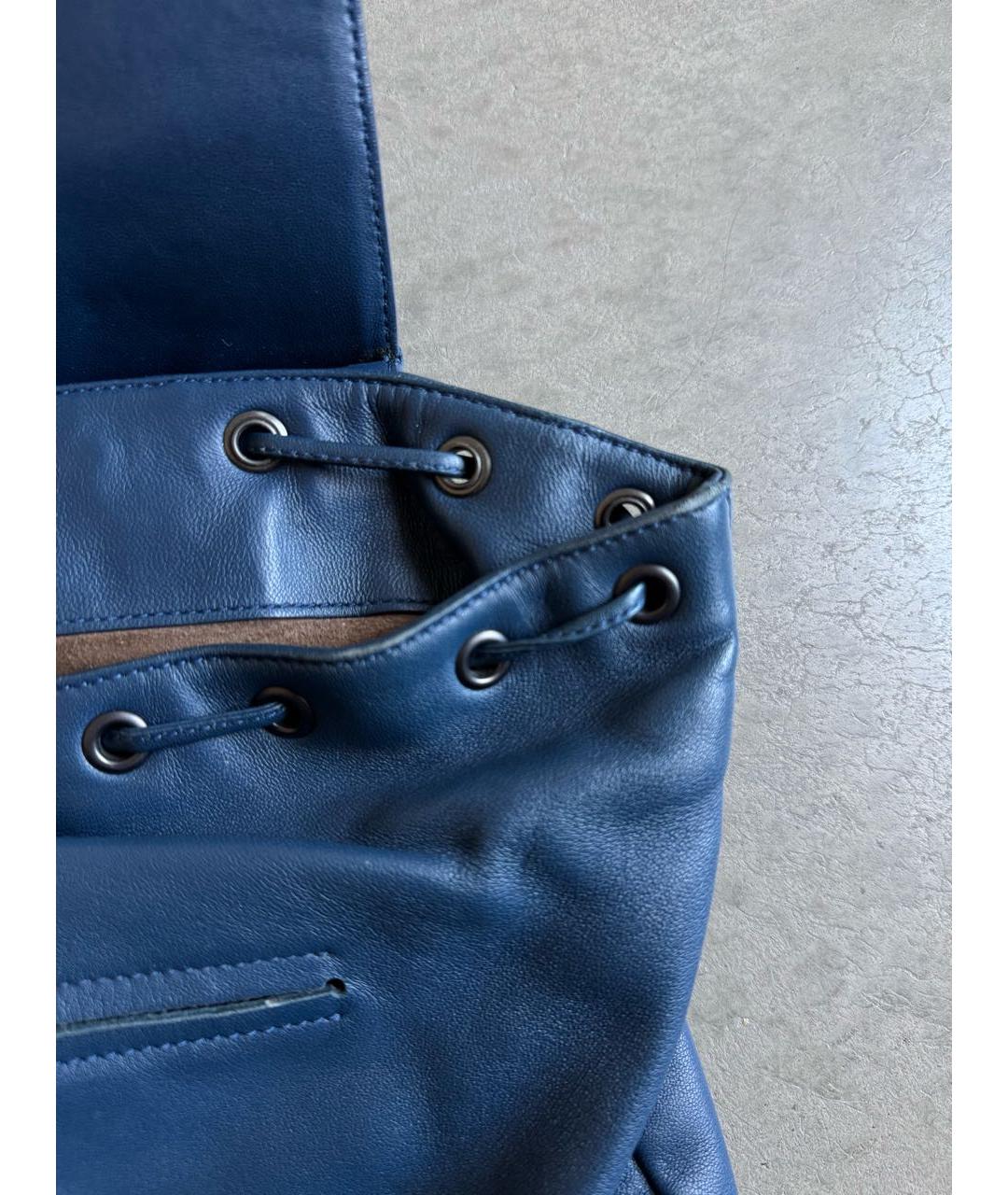 BOTTEGA VENETA Синий кожаный рюкзак, фото 7