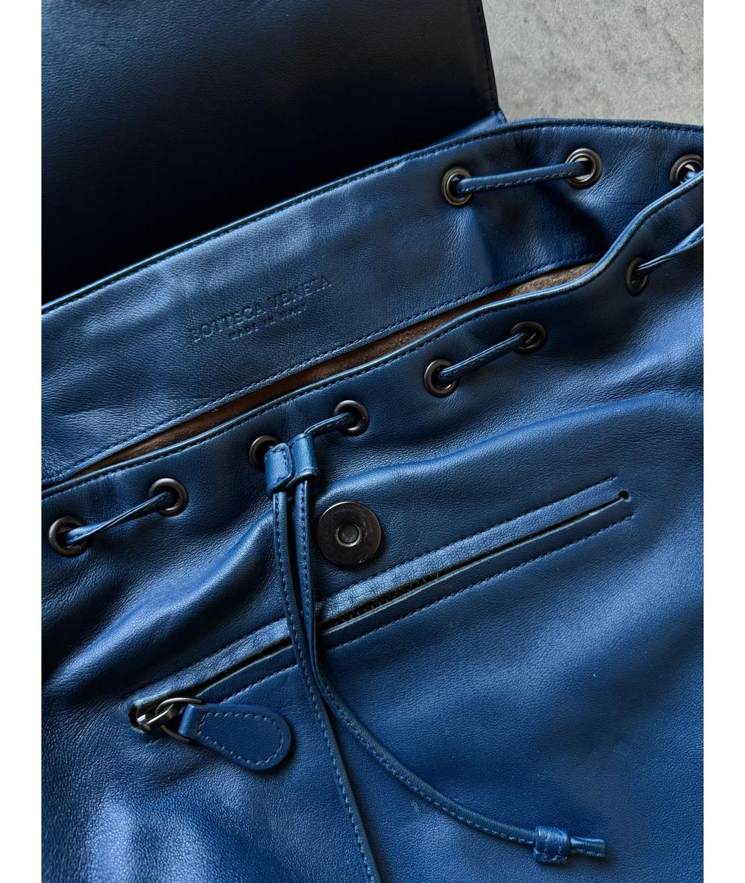 BOTTEGA VENETA Синий кожаный рюкзак, фото 5