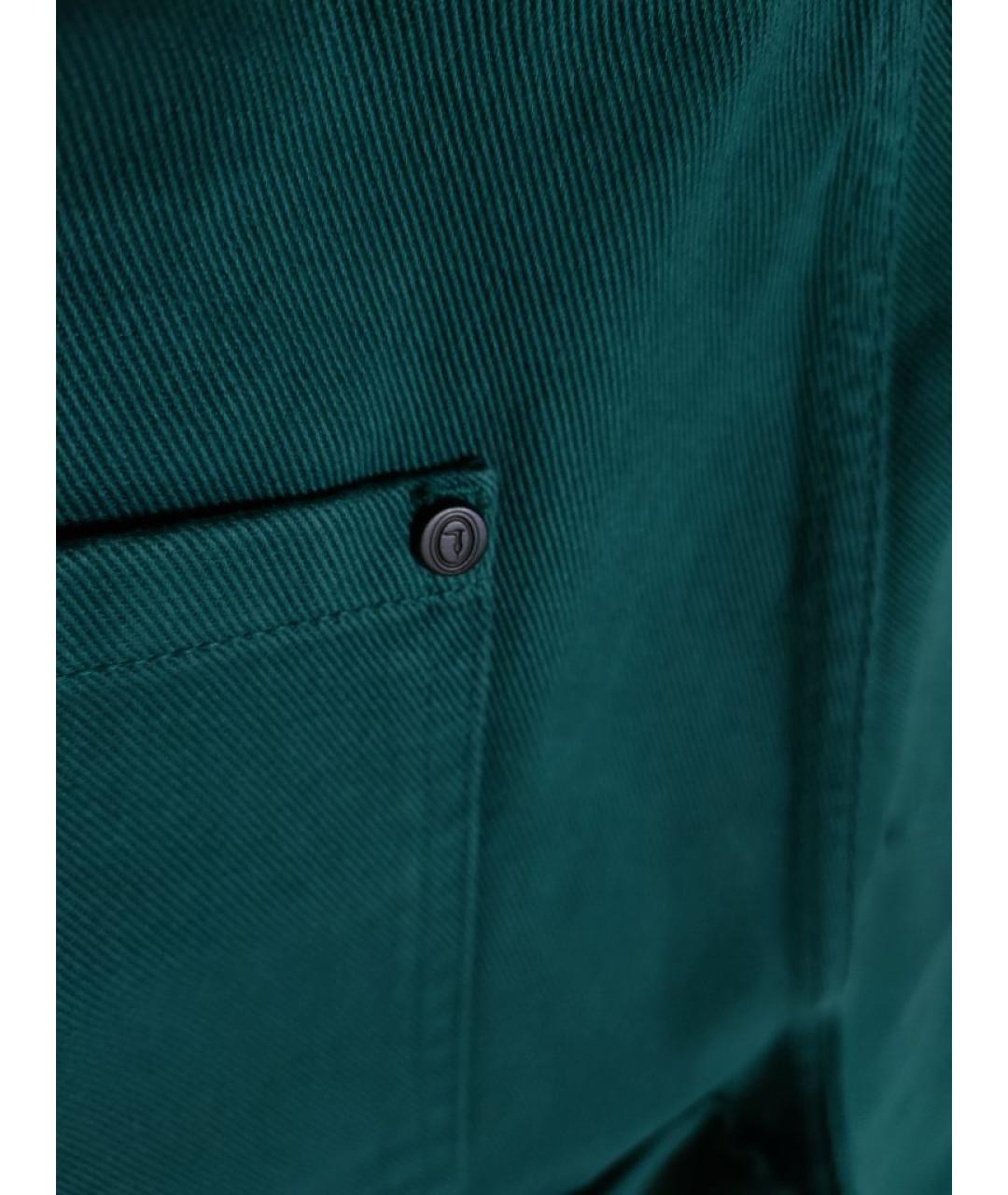 TRUSSARDI Зеленые хлопковые прямые джинсы, фото 6