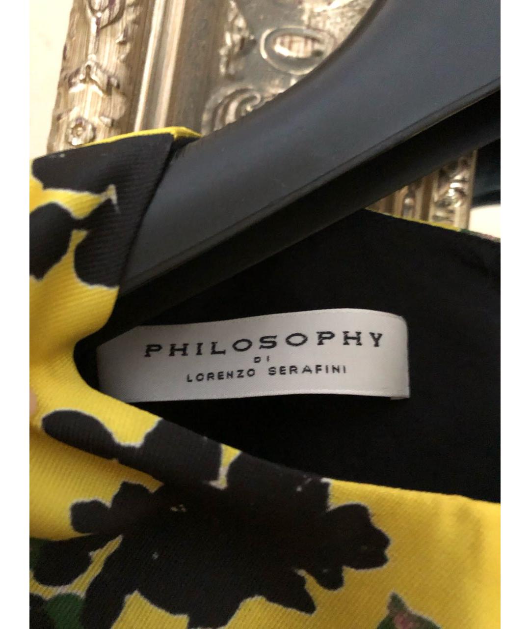 PHILOSOPHY DI LORENZO SERAFINI Желтое полиэстеровое платье, фото 3