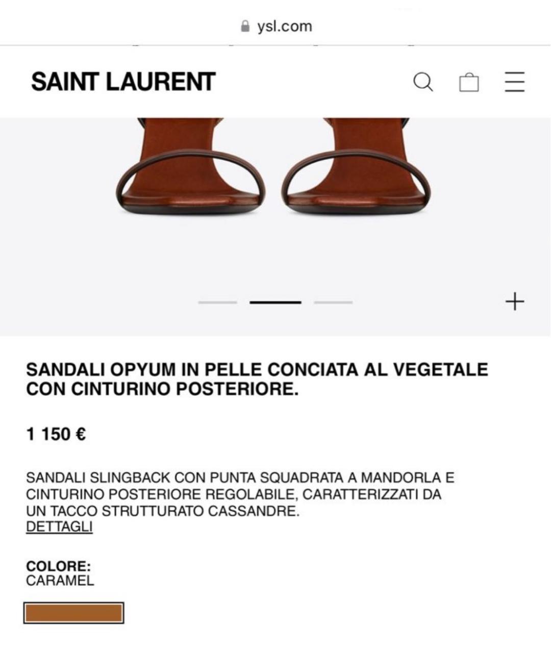 SAINT LAURENT Коричневые кожаные босоножки, фото 8