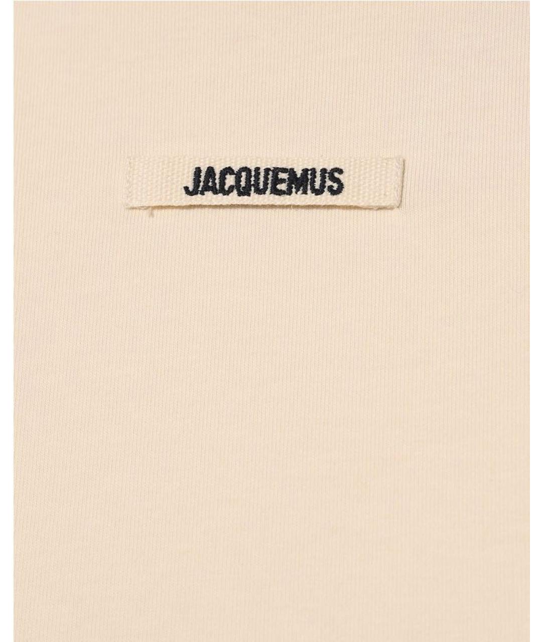 JACQUEMUS Бежевая хлопко-эластановая футболка, фото 4