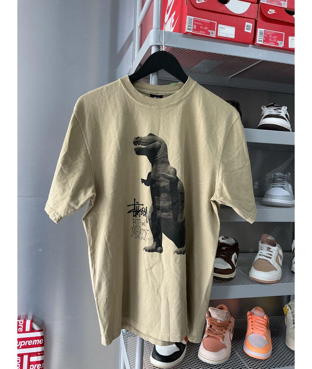 STUSSY Бежевая хлопковая футболка, фото 3