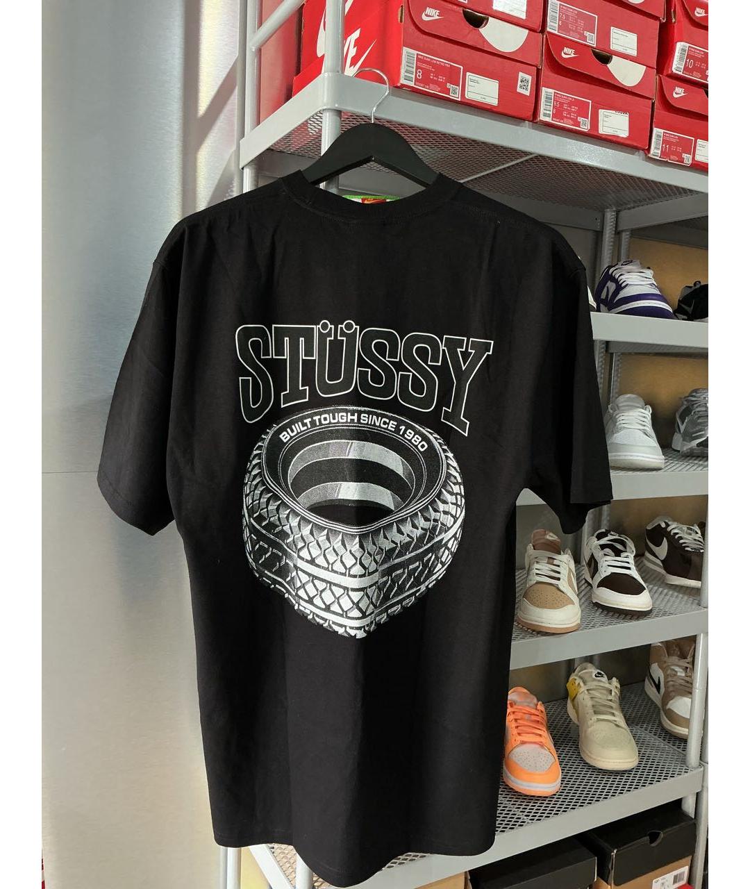 STUSSY Черная хлопковая футболка, фото 2