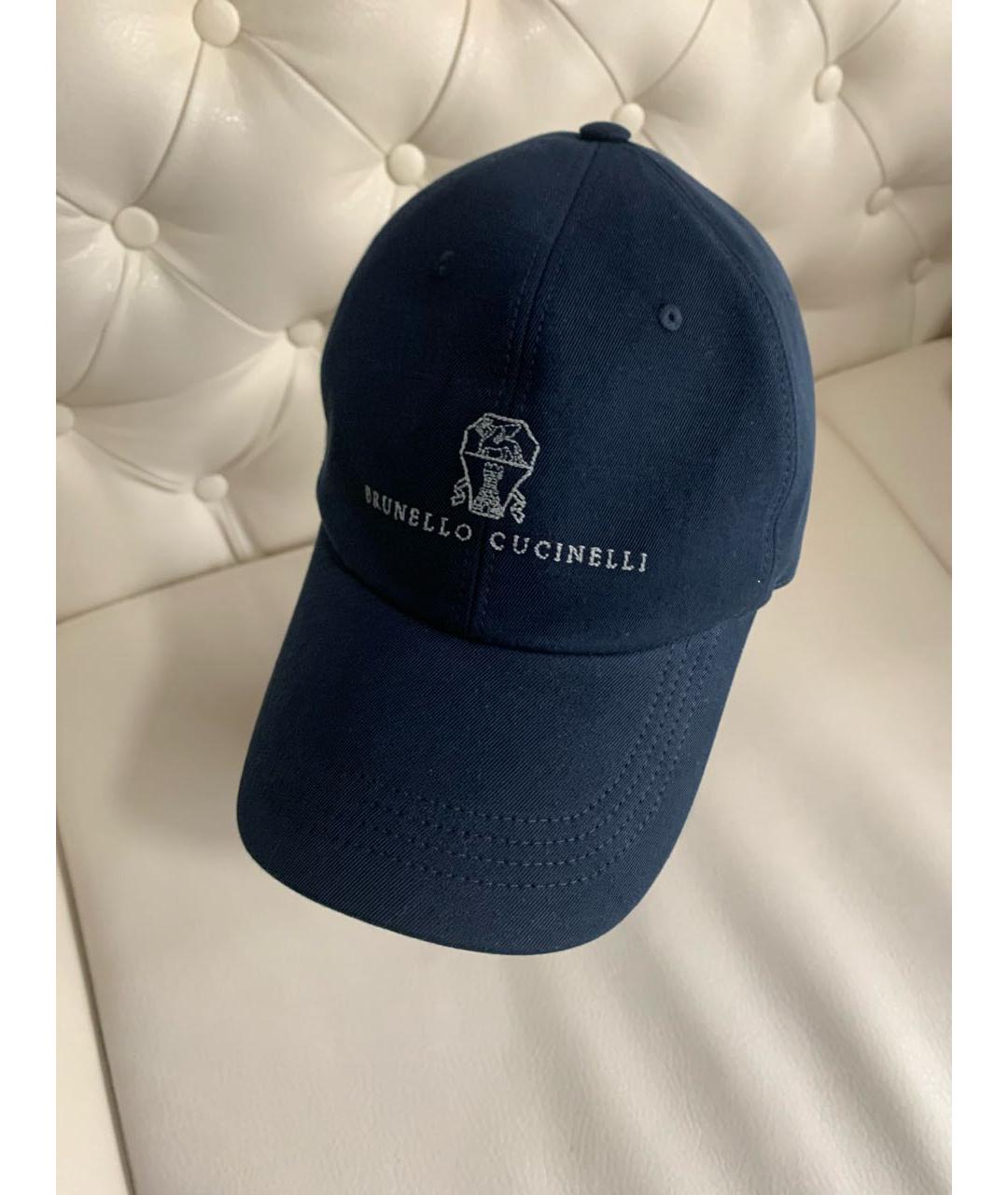 BRUNELLO CUCINELLI Темно-синяя хлопковая кепка, фото 7