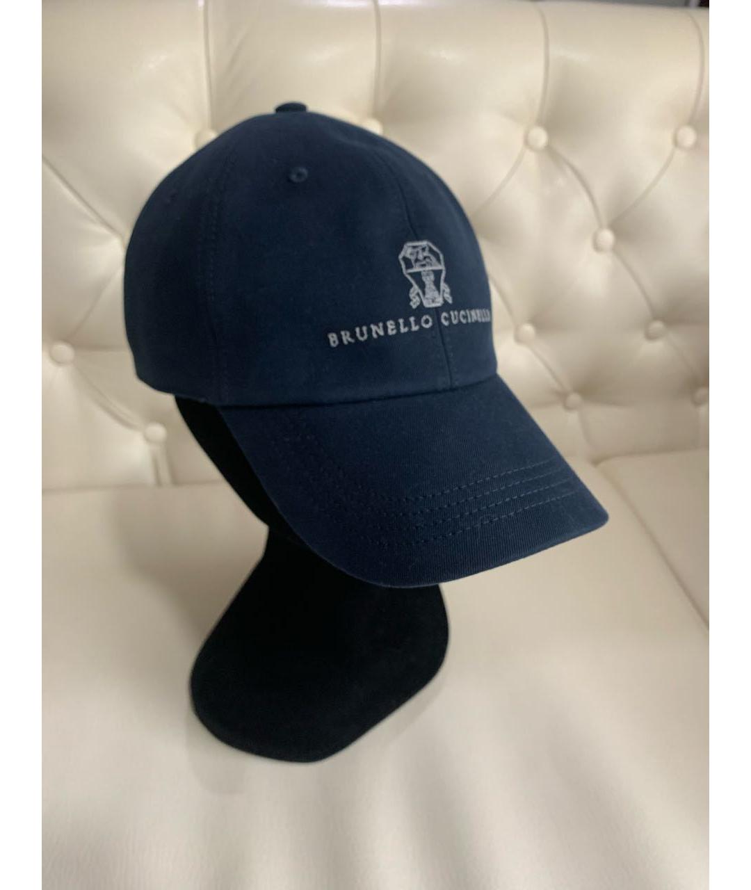 BRUNELLO CUCINELLI Темно-синяя хлопковая кепка, фото 4