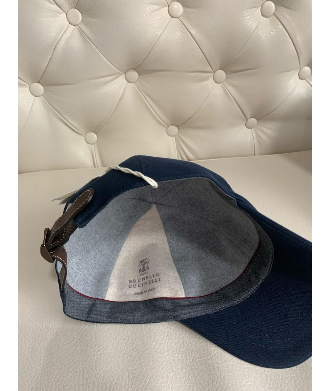 BRUNELLO CUCINELLI Темно-синяя хлопковая кепка, фото 6
