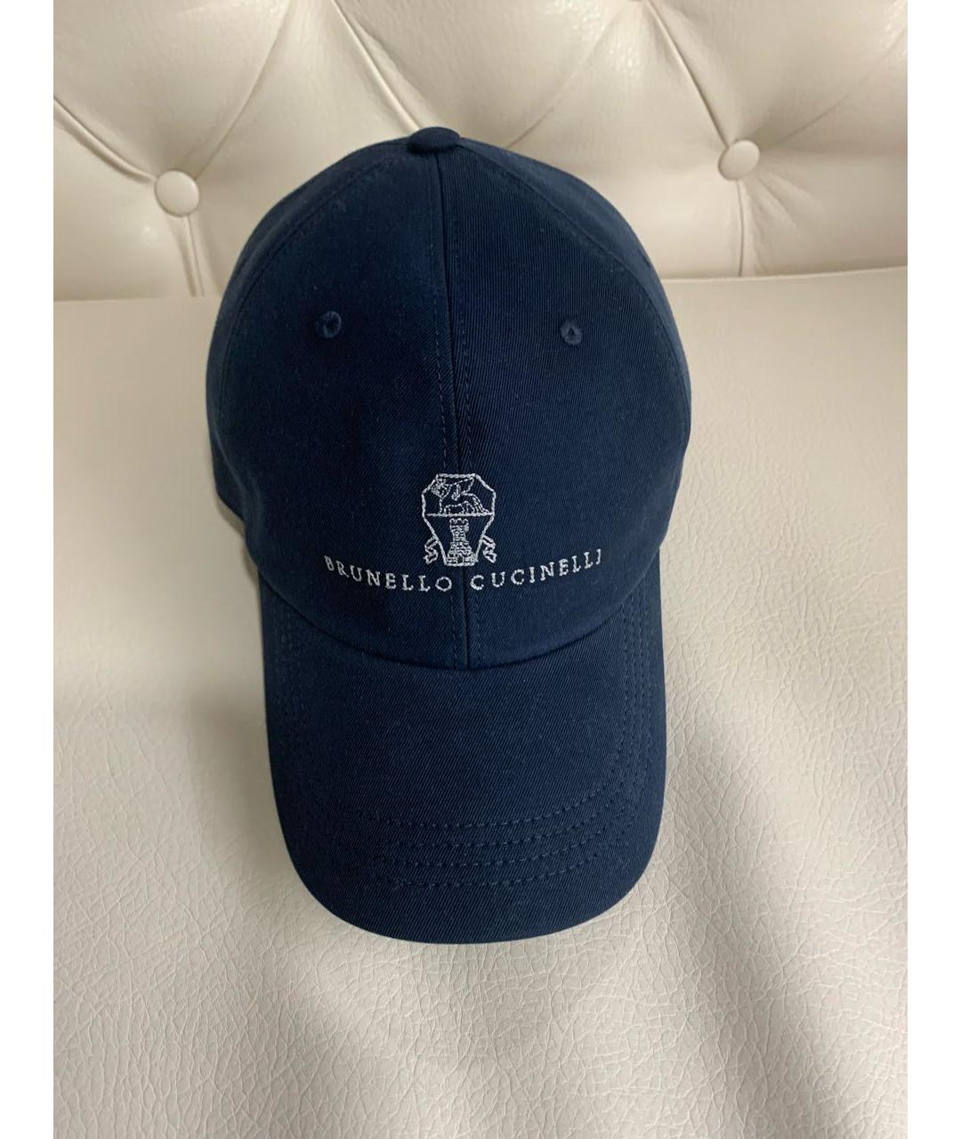 BRUNELLO CUCINELLI Темно-синяя хлопковая кепка, фото 8
