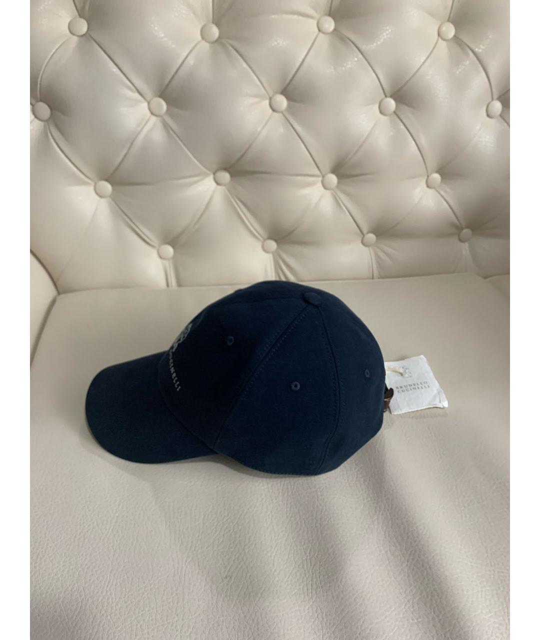 BRUNELLO CUCINELLI Темно-синяя хлопковая кепка, фото 2